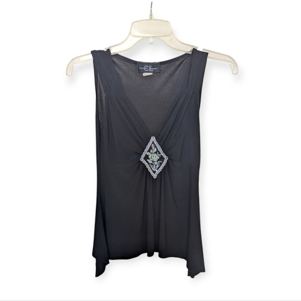 Y2K Chinese Laundry Black Top With embellishments